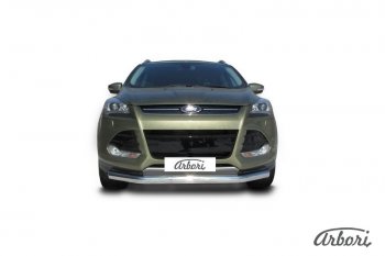 Защита переднего бампера Arbori (нержавейка, 1 труба d76 mm) Ford Kuga 2 дорестайлинг (2013-2016)