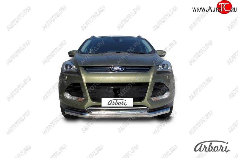 20 519 р. Защита переднего бампера Arbori (нержавейка, 2 трубы d76 и 57 mm) Ford Kuga 2 дорестайлинг (2013-2016)  с доставкой в г. Пермь