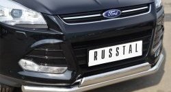 13 999 р. Защита переднего бампера (2 трубыØ75х42 и 63 мм, нержавейка) Russtal Ford Kuga 2 дорестайлинг (2013-2016)  с доставкой в г. Пермь. Увеличить фотографию 2
