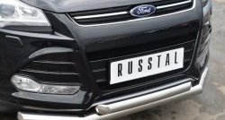 18 999 р. Защита переднего бампера (2 трубыØ76 и 63 мм, нержавейка) SLITKOFF Ford Kuga 2 дорестайлинг (2013-2016)  с доставкой в г. Пермь. Увеличить фотографию 2