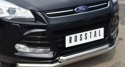 16 949 р. Защита переднего бампера (2 трубыØ76 мм, нержавейка) SLITKOFF Ford Kuga 2 дорестайлинг (2013-2016)  с доставкой в г. Пермь. Увеличить фотографию 2