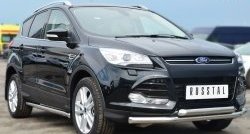 16 949 р. Защита переднего бампера (2 трубыØ76 мм, нержавейка) SLITKOFF Ford Kuga 2 дорестайлинг (2013-2016)  с доставкой в г. Пермь. Увеличить фотографию 4