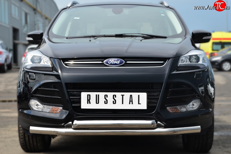 16 949 р. Защита переднего бампера (2 трубыØ76 мм, нержавейка) SLITKOFF Ford Kuga 2 дорестайлинг (2013-2016)  с доставкой в г. Пермь