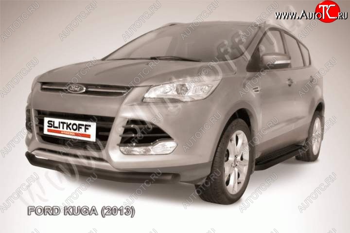9 449 р. Защита переднего бампера Slitkoff (труба d76) Ford Kuga 2 дорестайлинг (2013-2016) (Цвет: серебристый)  с доставкой в г. Пермь