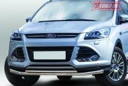 Защита переднего бампера двойная Souz-96 Premium (d60/42). Ford Kuga  2 (2013-2016) дорестайлинг