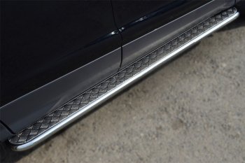 Широкая защита порогов с трубой d42 мм SLITKOFF v2 Ford Kuga  2 (2013-2016) дорестайлинг