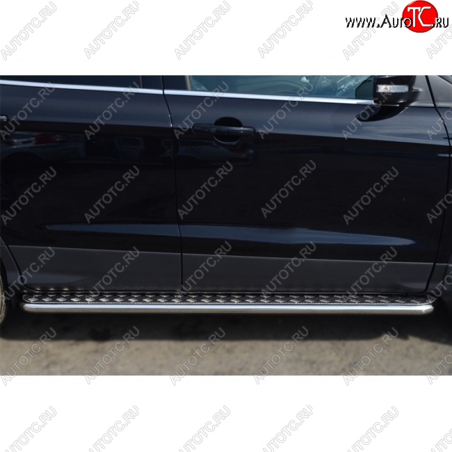 35 549 р. Широкая защита порогов с трубой d42 мм с нержавеющим листом SLITKOFF v3  Ford Kuga  2 (2013-2016) дорестайлинг  с доставкой в г. Пермь