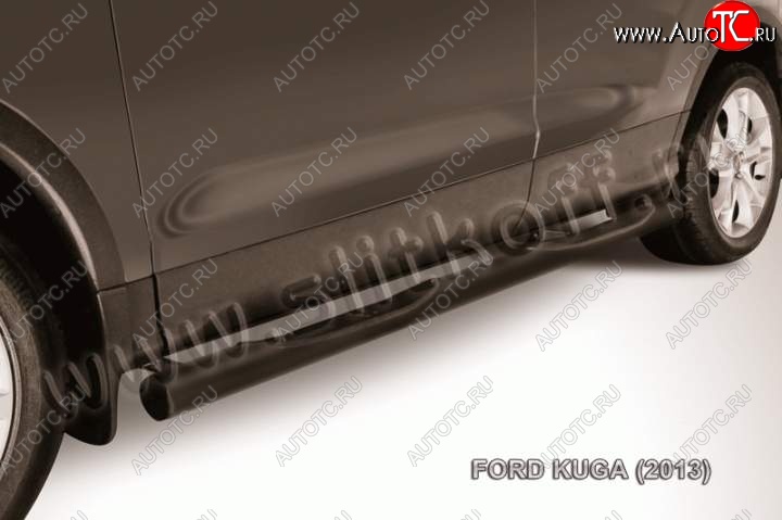 12 399 р. Защита порогов из трубы d76 Slitkoff (с проступью)  Ford Kuga  2 (2013-2016) дорестайлинг (Цвет: серебристый)  с доставкой в г. Пермь