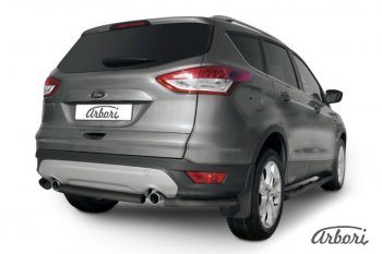 Защита заднего бампера Arbori (черная, 1 труба d57 mm). Ford Kuga  2 (2013-2016) дорестайлинг