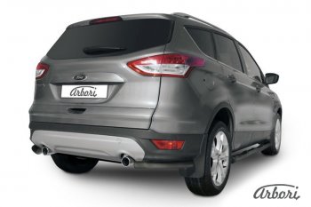 Защита заднего бампера Arbori (уголки, черная, 1 труба d57 mm). Ford Kuga  2 (2013-2016) дорестайлинг