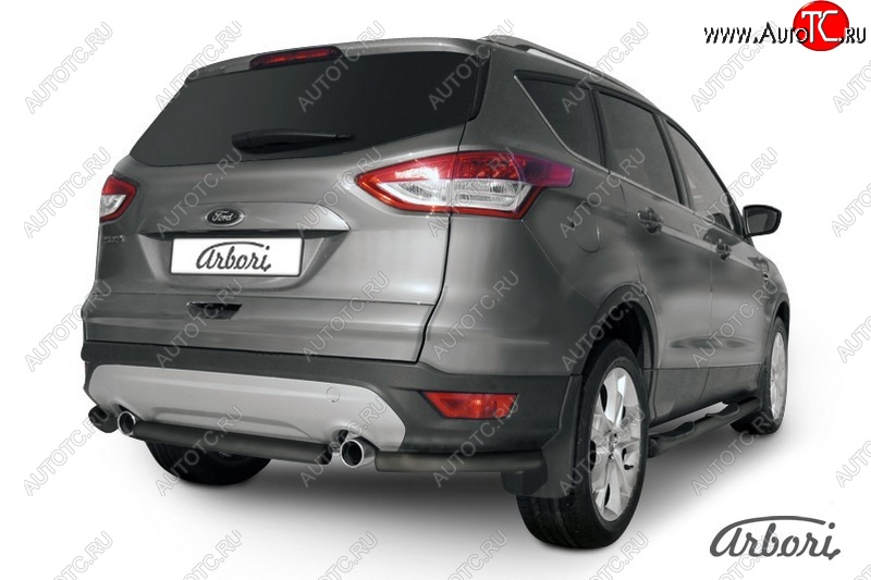 5 399 р. Защита заднего бампера Arbori (черная, 1 труба d57 mm).  Ford Kuga  2 (2013-2016) дорестайлинг  с доставкой в г. Пермь