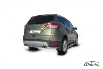 6 389 р. Защита заднего бампера Arbori (уголки, нержавейка, 1 труба d57 mm).  Ford Kuga  2 (2013-2016) дорестайлинг  с доставкой в г. Пермь. Увеличить фотографию 2