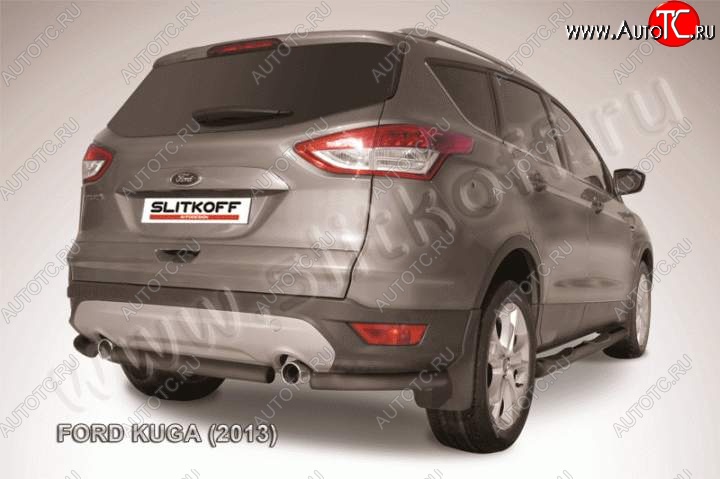 4 549 р. Защита заднего бампера Slitkoff (труба d57)  Ford Kuga  2 (2013-2016) дорестайлинг (Цвет: серебристый)  с доставкой в г. Пермь