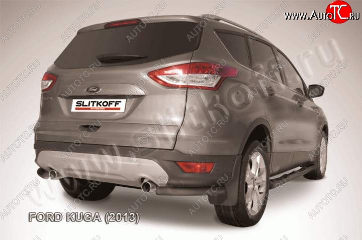 4 549 р. Защита заднего бампера из уголков d57 Slitkoff  Ford Kuga  2 (2013-2016) дорестайлинг (Цвет: серебристый)  с доставкой в г. Пермь