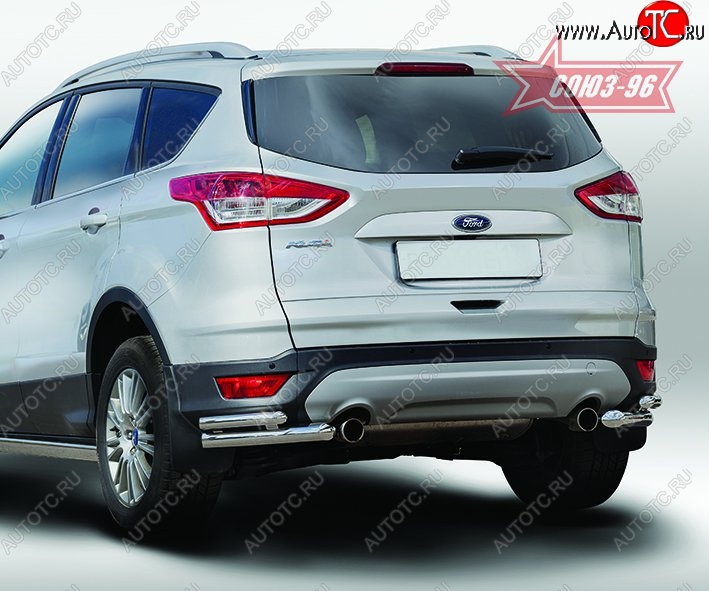 11 204 р. Защита заднего бампера из двойных боковых уголков Souz-96 (d60/42)  Ford Kuga  2 (2013-2016) дорестайлинг  с доставкой в г. Пермь