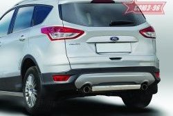 Защита заднего бампера из овальной трубы Souz-96 (в 75х42) Ford Kuga  2 (2013-2016) дорестайлинг
