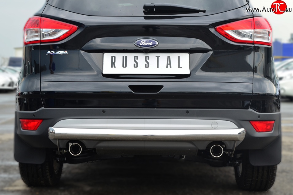 13 949 р. Одинарная защита заднего бампера из трубы диаметром 76 мм SLITKOFF  Ford Kuga  2 (2013-2016) дорестайлинг  с доставкой в г. Пермь