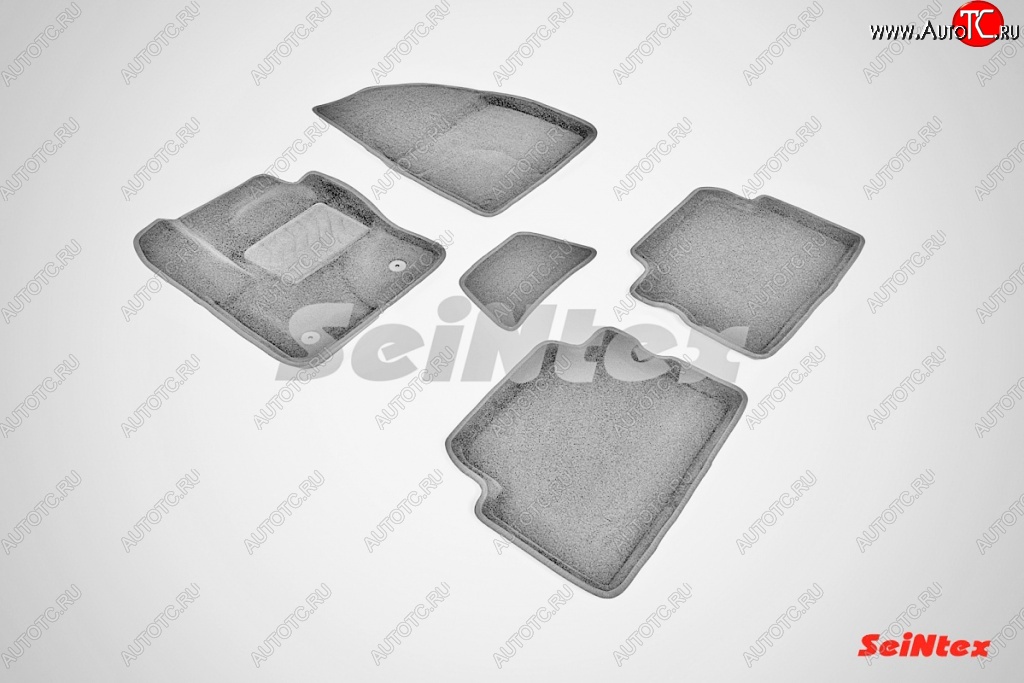 7 049 р. Износостойкие коврики в салон SeiNtex Premium 3D 4 шт. (ворсовые, серые) Ford Kuga 2 дорестайлинг (2013-2016)  с доставкой в г. Пермь