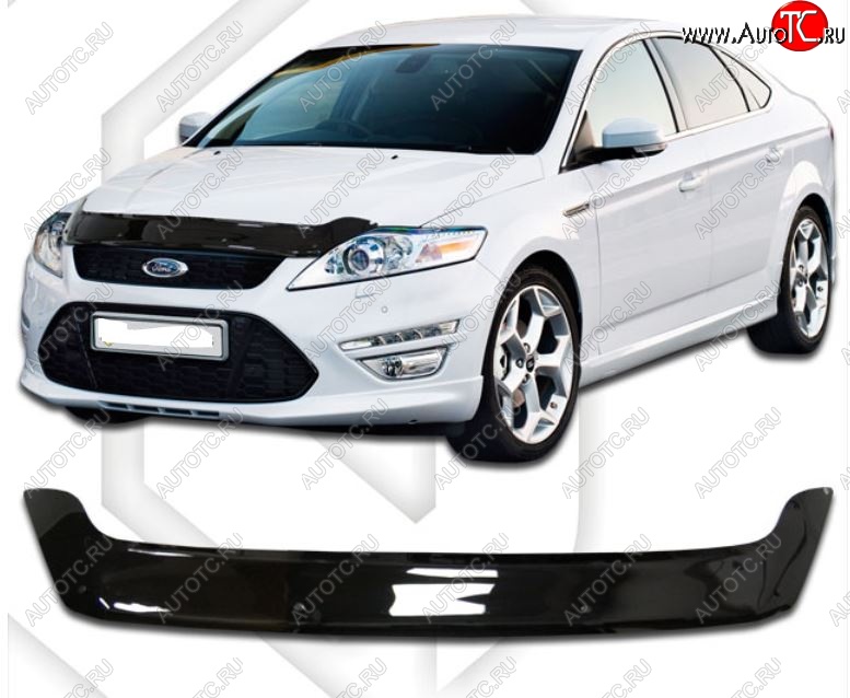 2 079 р. Дефлектор капота CA-Plastic Ford Mondeo Mk4,BD рестайлинг, седан (2010-2014) (Classic черный, Без надписи)  с доставкой в г. Пермь