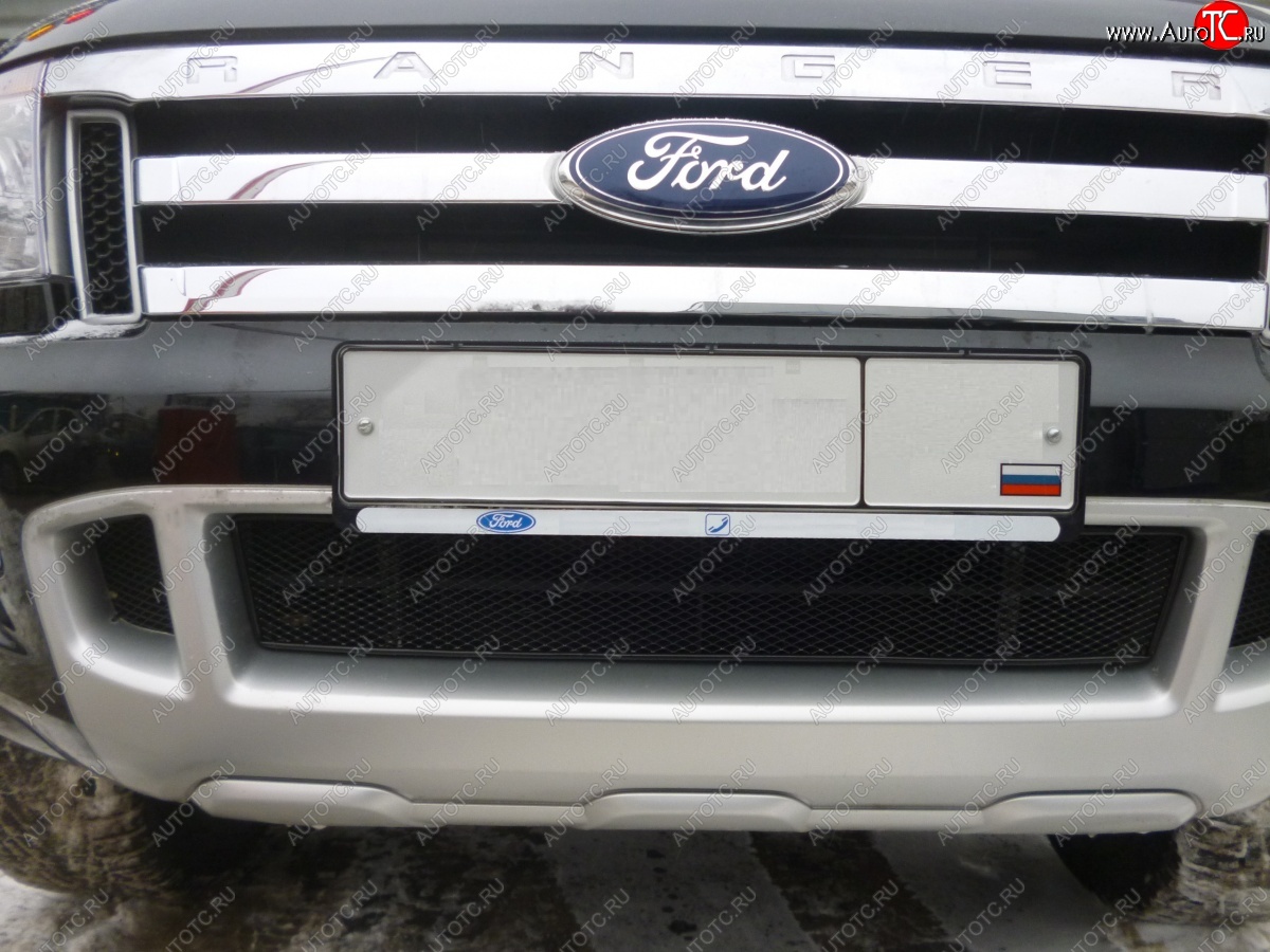399 р. Сетка на бампер внешняя черн., 15 мм Ford Ranger DoubleCab дорестайлинг (2011-2016) (Черная)  с доставкой в г. Пермь