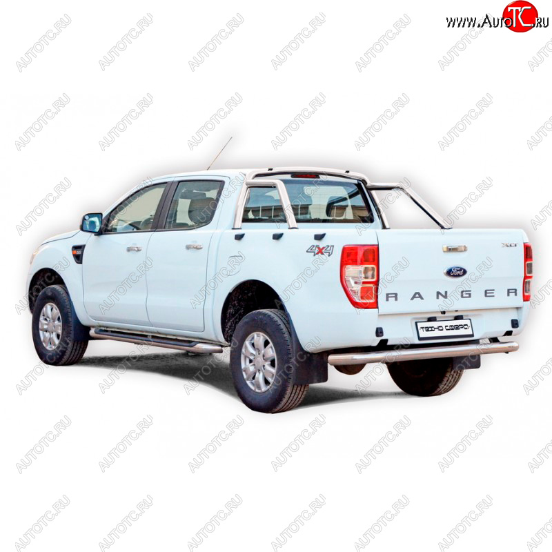 37 799 р. Защитная дуга багажника ТехноСфера (Техно Сфера) (Ø63,5 мм)  Ford Ranger ( DoubleCab,  RapCab) (2011-2016) дорестайлинг (Нержавейка)  с доставкой в г. Пермь