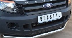 16 499 р. Одинарная защита переднего бампера диаметром 76 мм SLITKOFF  Ford Ranger ( DoubleCab,  RapCab) (2011-2016) дорестайлинг  с доставкой в г. Пермь. Увеличить фотографию 2