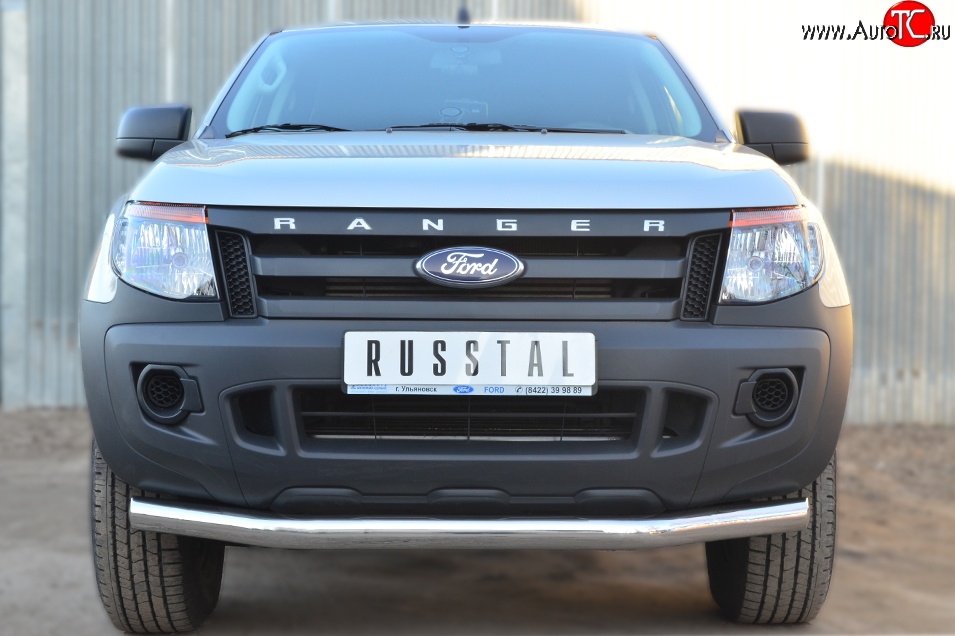 16 499 р. Одинарная защита переднего бампера диаметром 76 мм SLITKOFF  Ford Ranger ( DoubleCab,  RapCab) (2011-2016) дорестайлинг  с доставкой в г. Пермь