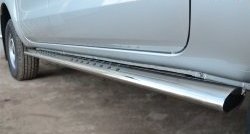 51 899 р. Защита порогов с круглыми вставками для ног из овальной трубы диаметром 120x60 мм SLITKOFF  Ford Ranger  DoubleCab (2011-2016) дорестайлинг  с доставкой в г. Пермь. Увеличить фотографию 3