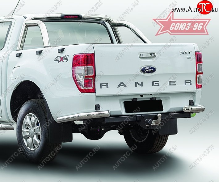 11 969 р. Защита заднего бампера из боковых уголков Souz-96 (d76) Ford Ranger DoubleCab дорестайлинг (2011-2016)  с доставкой в г. Пермь