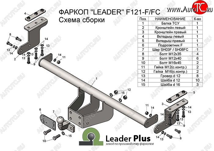 7 999 р. Фаркоп Лидер Плюс  Ford Ranger ( DoubleCab,  RapCab) (2011-2021) дорестайлинг, рестайлинг  с доставкой в г. Пермь