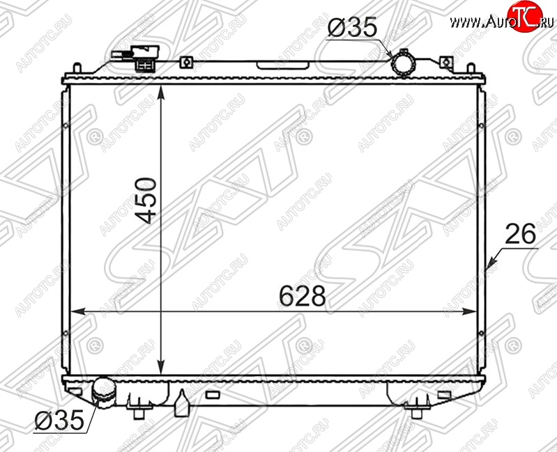 5 949 р. Радиатор двигателя SAT (пластинчатый, 2.5D/2.5TD/2.9D/3.0TD, МКПП) Ford Ranger рестайлинг (2009-2011)  с доставкой в г. Пермь