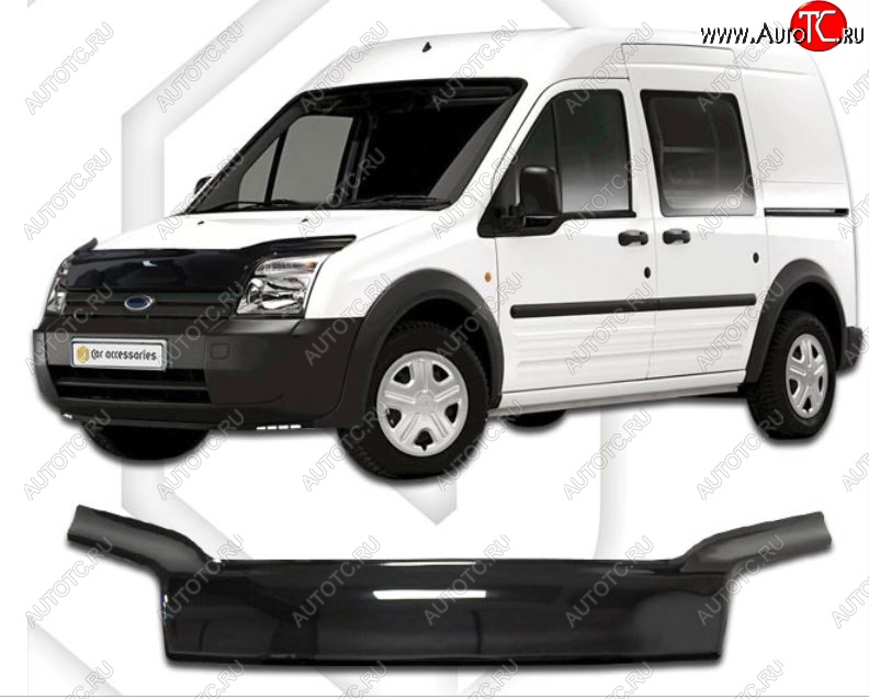 2 599 р. Дефлектор капота CA-Plastiс exclusive Ford Tourneo Connect дорестайлинг (2002-2007) (Classic черный, Без надписи)  с доставкой в г. Пермь