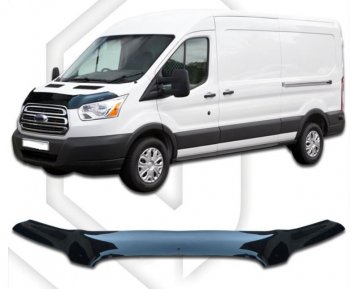 3 099 р. Дефлектор капота CA-Plastiс exclusive Ford Transit цельнометаллический фургон (2014-2022) (серия Classic черный, Без надписи)  с доставкой в г. Пермь. Увеличить фотографию 2