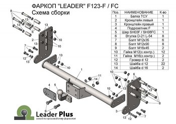 9 399 р. Фаркоп Лидер Плюс (шасси, 2000кг)  Ford Transit (2014-2022) цельнометаллический фургон (Без электропакета)  с доставкой в г. Пермь. Увеличить фотографию 4