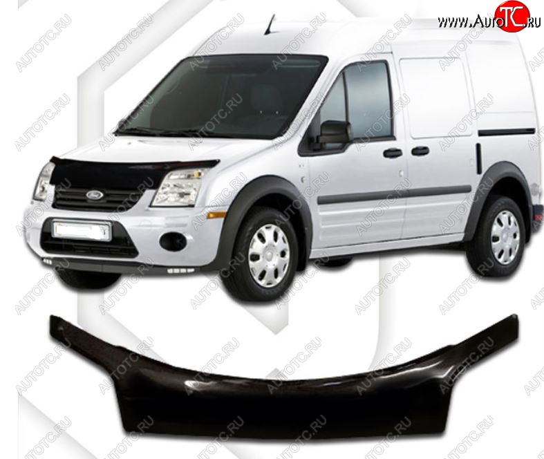 2 399 р. Дефлектор капота CA-Plastiс exclusive Ford Transit Connect (2002-2009) (Classic черный, Без надписи)  с доставкой в г. Пермь