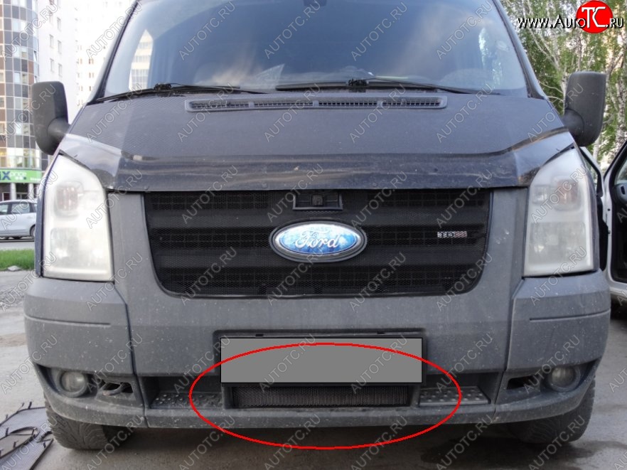 1 469 р. Нижняя защитная сетка на бампер (рестайлинг) Russtal (черная) Ford Transit цельнометаллический фургон (2006-2014)  с доставкой в г. Пермь