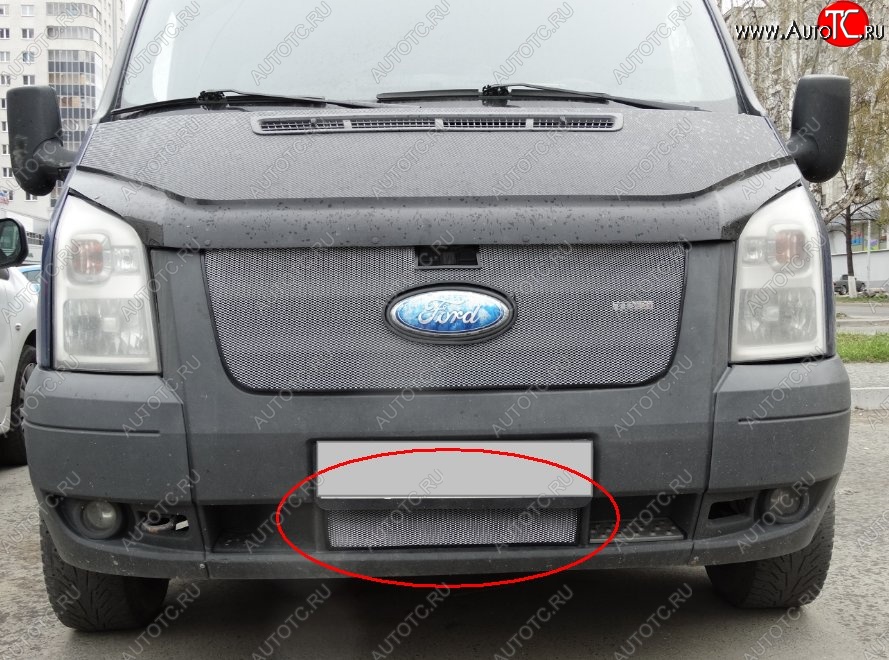 1 539 р. Нижняя защитная сетка на бампер (рестайлинг) Russtal (хром) Ford Transit цельнометаллический фургон (2006-2014)  с доставкой в г. Пермь