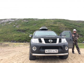 13 499 р. Защита переднего бампера Slitkoff (Ø76)  Nissan Pathfinder  R51 (2009-2014) рестайлинг (Нержавейка, Полированная)  с доставкой в г. Пермь. Увеличить фотографию 3