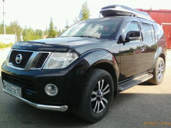1 999 р. Дефлектор капота CA-Plastiс  Nissan Pathfinder  R51 (2009-2014) рестайлинг (Classic черный, Без надписи)  с доставкой в г. Пермь. Увеличить фотографию 2
