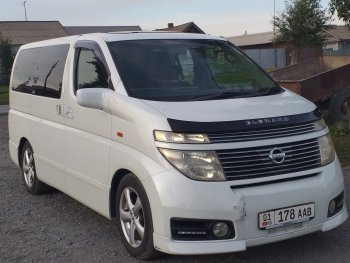 1 899 р. Дефлектор капота CA-Plastic Nissan Elgrand 2 рестайлинг (2004-2010) (серия Classic черный, Без надписи)  с доставкой в г. Пермь. Увеличить фотографию 2
