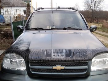 Дефлектор капота CA-Plastiс Chevrolet Niva  2123 (2009-2020), Лада 2123 (Нива Шевроле) (2009-2021) (Серия Art черная)