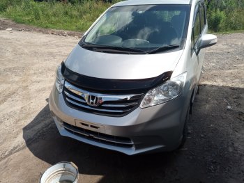 1 899 р. Дефлектор капота (GB3) CA-Plastic Honda Freed GB3,GB4 минивэн дорестайлинг (2008-2011) (Classic черный, Без надписи)  с доставкой в г. Пермь. Увеличить фотографию 3