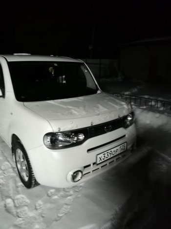1 999 р. Дефлектор капота CA-Plastiс  Nissan Cube  3 (2008-2025) (Classic прозрачный, Без надписи)  с доставкой в г. Пермь. Увеличить фотографию 2