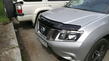 2 199 р. Дефлектор капота CA-Plastiс Nissan Terrano D10 рестайлинг (2016-2022) (Classic черный, Без надписи)  с доставкой в г. Пермь. Увеличить фотографию 2
