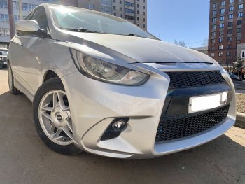 13 499 р. Передний бампер Lexus Style  Hyundai Solaris  RBr (2010-2014) седан дорестайлинг, хэтчбэк дорестайлинг (Неокрашенный)  с доставкой в г. Пермь. Увеличить фотографию 9