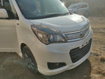 2 479 р. Дефлектор капота CA-Plastiс  Suzuki Solio (2010-2015) дорестайлинг, рестайлинг (Шелкография серебро)  с доставкой в г. Пермь. Увеличить фотографию 3