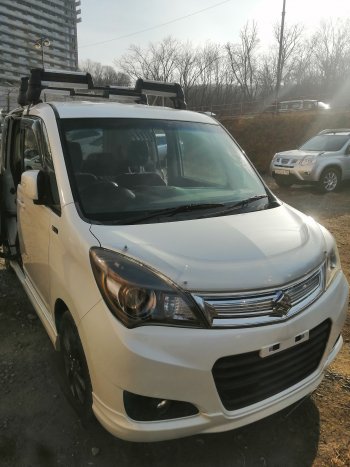 2 479 р. Дефлектор капота CA-Plastiс  Suzuki Solio (2010-2015) дорестайлинг, рестайлинг (Шелкография серебро)  с доставкой в г. Пермь. Увеличить фотографию 4
