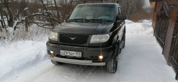 61 999 р. Двойная защита переднего бампера d63.5 мм Металл Дизайн  Уаз Патриот  3163 5 дв. (2005-2013) дорестайлинг (Сталь с покрытием, цвет серебристый)  с доставкой в г. Пермь. Увеличить фотографию 2
