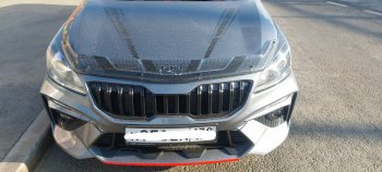 2 199 р. Дефлектор капота CA-Plastiс  KIA Rio  4 FB (2016-2025) дорестайлинг седан, рестайлинг седан (Серия Art черная)  с доставкой в г. Пермь. Увеличить фотографию 3