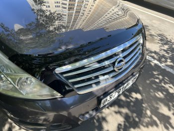 2 599 р. Дефлектор капота (exclusive) CA-Plastic  Nissan Teana  2 J32 (2008-2014) дорестайлинг, рестайлинг (Classic чёрный, Без надписи)  с доставкой в г. Пермь. Увеличить фотографию 4
